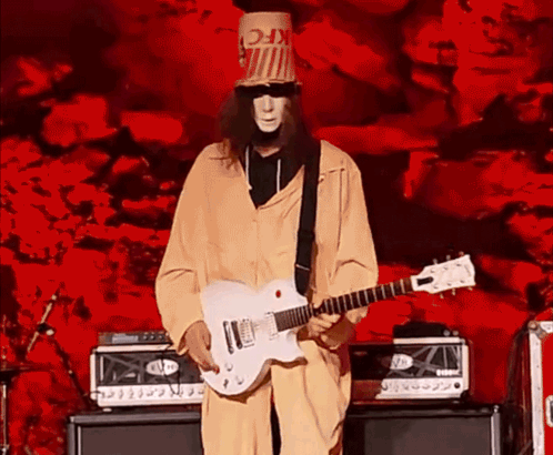 Man In KFC Hat Plays Guitar GIF