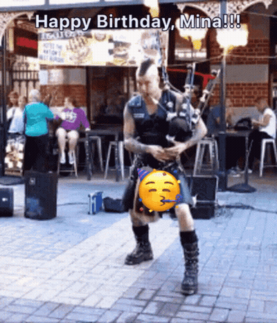 Man In Kilt Playing Bagpipe Happy Birthday Mina GIF