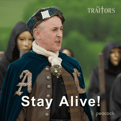 Man In Kilt Says Stay Alive On Peacock GIF