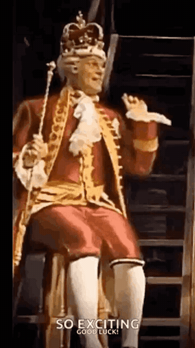 Man In King Costume Sitting On Chair With Crown GIF