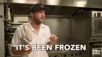 Man In Kitchen Saying It's Been Frozen GIF