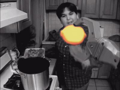 Man In Kitchen With Pot GIF