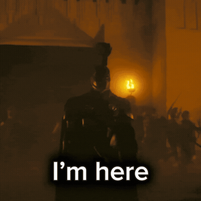 Man In Knight Armor With I'm Here GIF