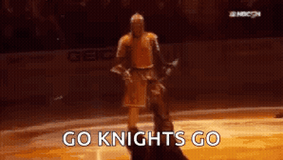 Man In Knight Costume On Ice Rink GIF