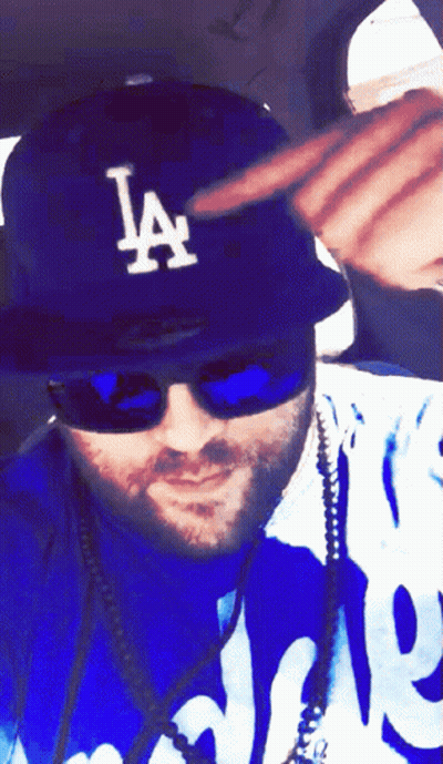 Man In LA Hat And Sunglasses GIF