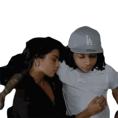 Man In La Hat And Woman With Hoop Earrings Sticker