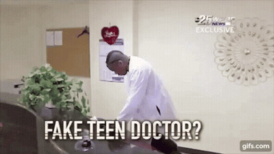 Man In Lab Coat Cleaning Desk Says Fake Teen Doctor GIF