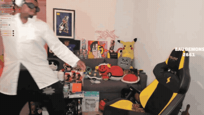 Man In Lab Coat Dancing By Couch And Yellow Chair 2661 GIF