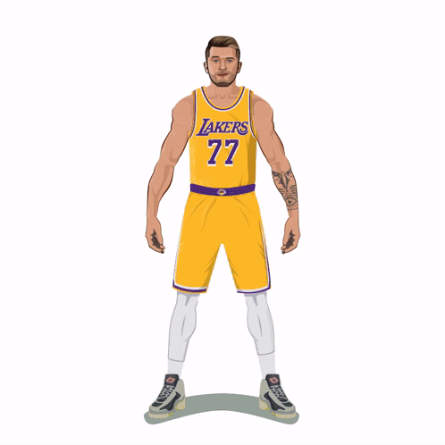Man In Lakers Jersey And Shorts GIF
