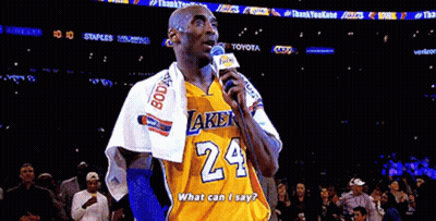 Man In Lakers Jersey Holding Microphone GIF