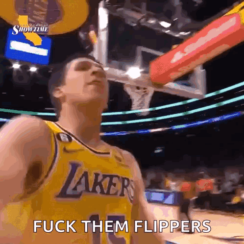 Man In Lakers Jersey Saying F Them Flippers GIF