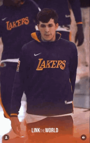 Man In Lakers Jersey Walking GIF