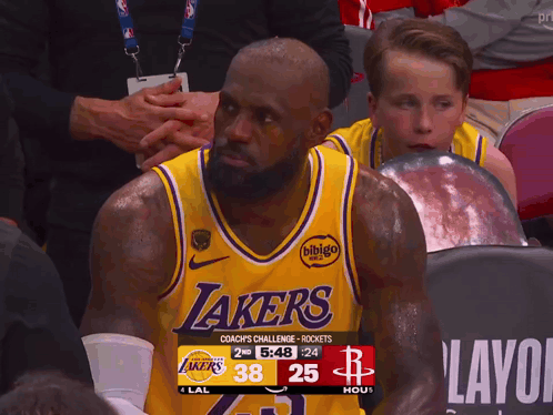Man In Lakers Jersey Watching Game GIF
