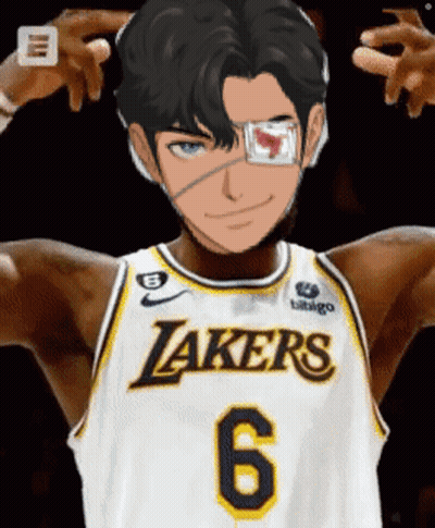 Man In Lakers Jersey With Eye Bandage GIF