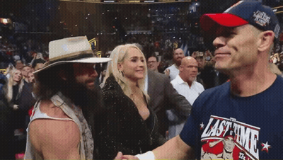 Man In Last Time Shirt Shakes Hands Woman GIF