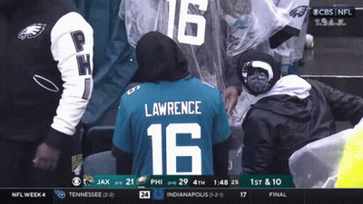 Man In Lawrence 16 Jersey Standing In Stands GIF