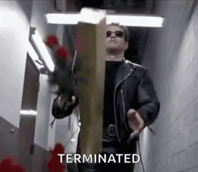 Man In Leather Jacket And Sunglasses Saying Terminator GIF