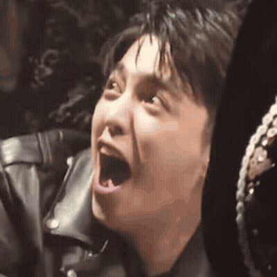 Man In Leather Jacket Making Funny Face GIF