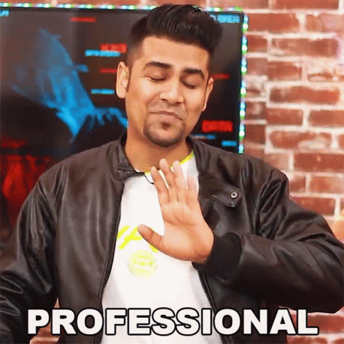 Man in Leather Jacket Making Gesture Saying Professional