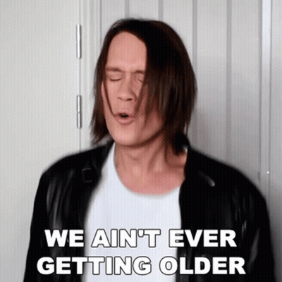 Man In Leather Jacket Saying We Ain't Ever Getting Older GIF