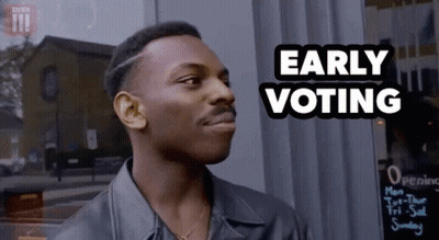 Man In Leather Jacket Says Early Voting GIF