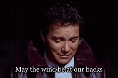 Man In Leather Jacket Says May The Wind Beat At Our Backs GIF