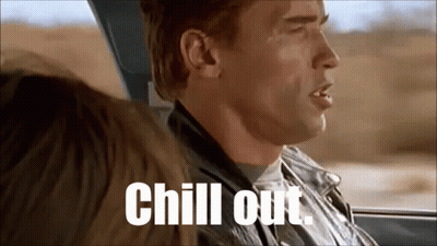 Man In Leather Jacket Sitting In Car With Woman Saying Chill Out GIF