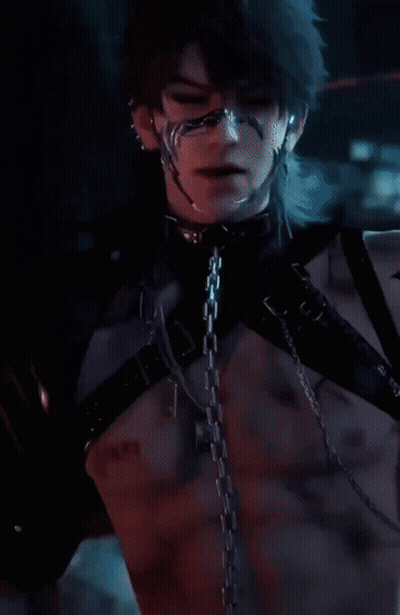 Man In Leather Jacket Sitting In Dark Room GIF