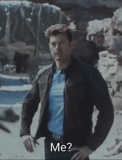 Man In Leather Jacket Standing In Desert Asking What Did I Do GIF
