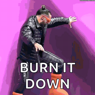 Man In Leather Jacket Standing On Cone Burn It Down GIF
