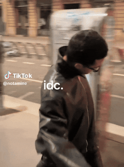 Man In Leather Jacket Walking TikTok IDC GIF