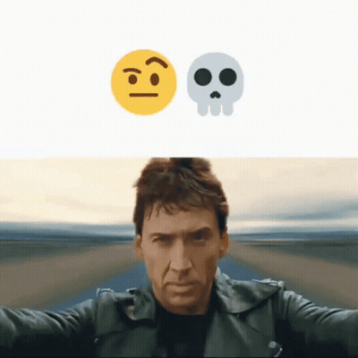 Man In Leather Jacket With Smiley Face And Skull GIF