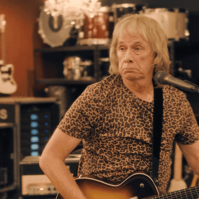 Man In Leopard Print Shirt Playing Guitar GIF