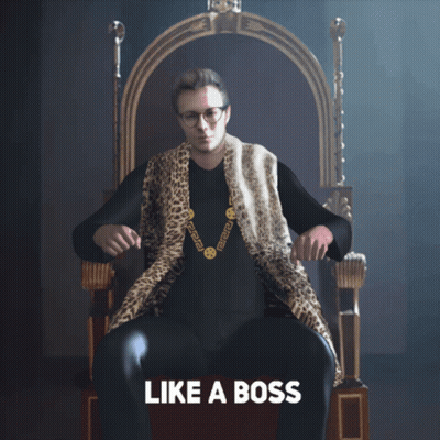 Man In Leopard Print Vest On Throne Saying Like A Boss GIF
