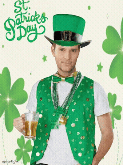 Man In Leprechaun Costume Holding Beer Mug GIF