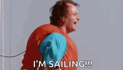 Man In Life Jacket Saying I'm Sailing!!! GIF