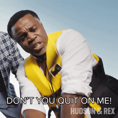 Man In Life Vest Says Don't You Quit On Me GIF