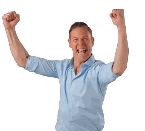 Man In Light Blue Shirt Raising Fist Sticker