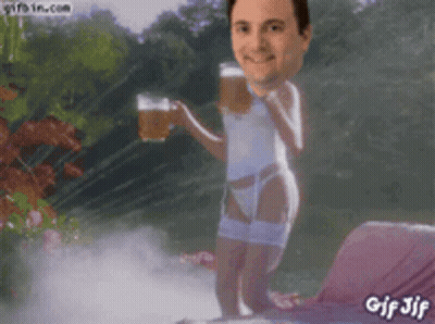 Man In Lingerie Holding Beer GIF