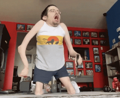 Man In Lion Tank Top Dancing GIF