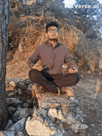 Man In Lotus Position On Rock Pixverse.ai GIF