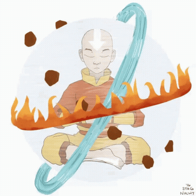 Man In Lotus Position With Flame Coming From Chest GIF