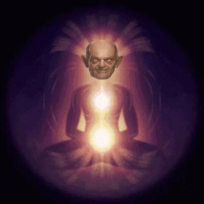 Man In Lotus Position With Head Light GIF