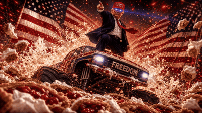 Man In MAGA Hat Driving Truck Saying Freedom GIF