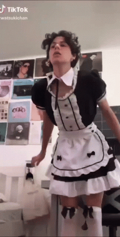 Man In Maid Costume Standing GIF
