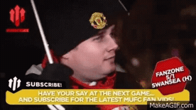 Man In Manchester United Hat Holding Umbrella GIF