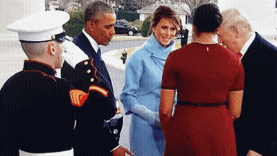 Man In Marine Uniform Saluting President And First Lady GIF
