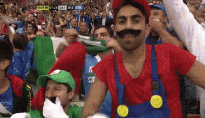 Man In Mario Costume At Soccer Game GIF
