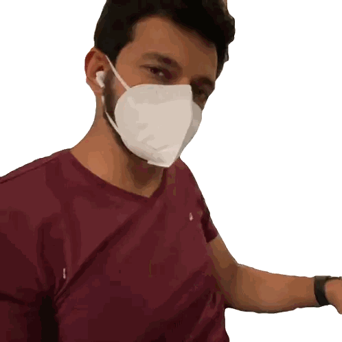 Man In Maroon Shirt And White Mask Sticker