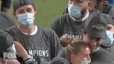 Man In Mask And Champions T-Shirt GIF